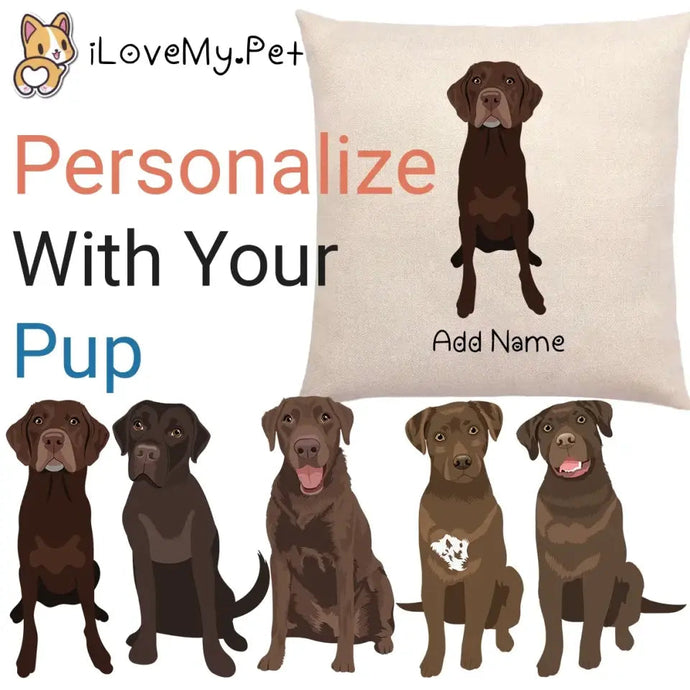 Personalized Chocolate Labrador Linen Pillowcase-Home Decor-Chocolate Labrador, Dog Dad Gifts, Dog Mom Gifts, Home Decor, Labrador, Personalized, Pillows-1