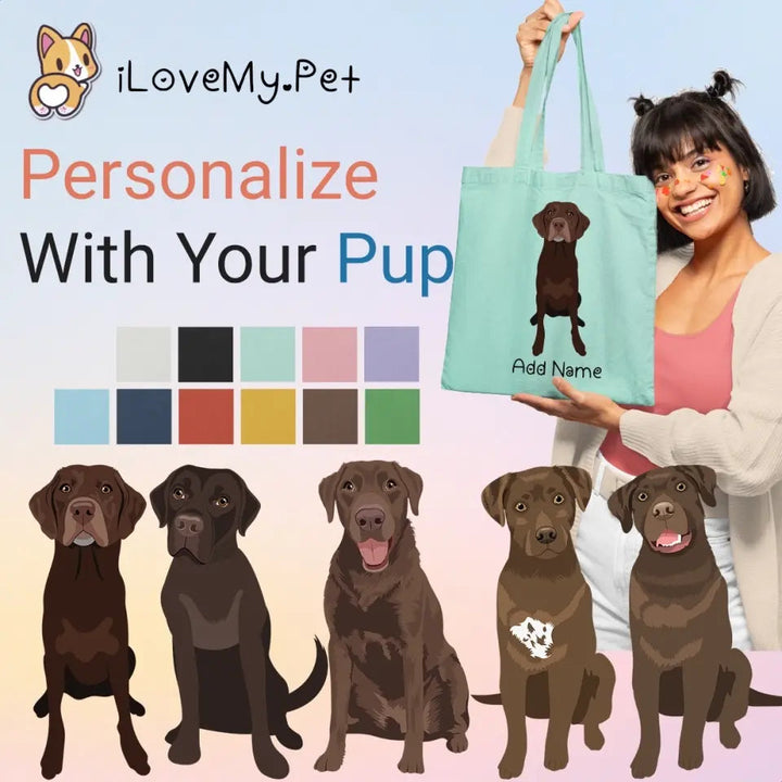 Personalized Chocolate Labrador Love Zippered Tote Bag 720x