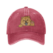 Load image into Gallery viewer, Personalized Chow Chow Baseball Cap - Waving Chow Chow Design - Match Your Dog's Coat Color-Hats &amp; Caps-Accessories,Baseball Caps,Chow Chow,Dog Dad Gifts,Dog Mom Gifts-Red-One Size-1