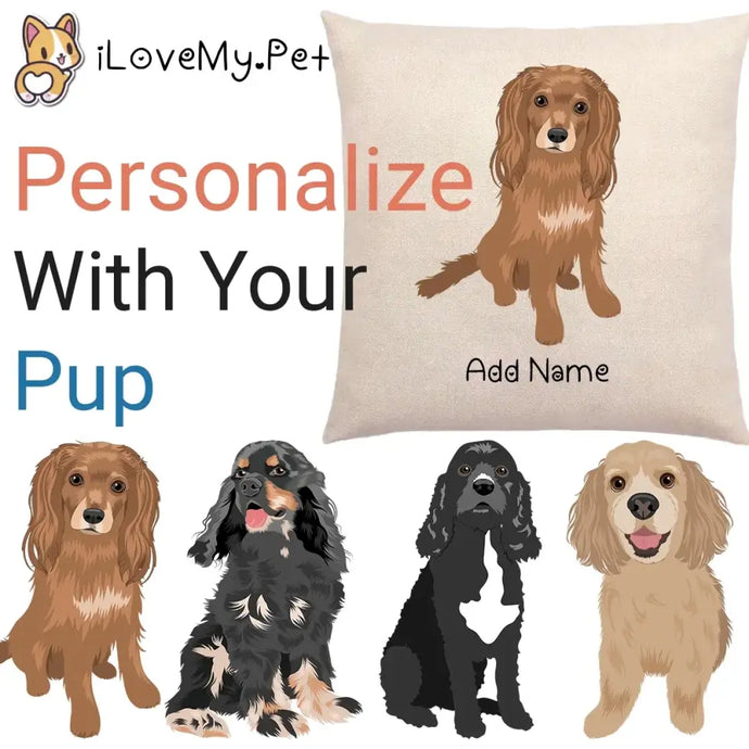 Personalized Cocker Spaniel Linen Pillowcase-Linen Pillow Case-Cotton-Linen-16