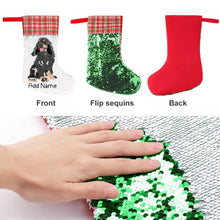 Load image into Gallery viewer, Personalized Cocker Spaniel Shiny Sequin Christmas Stocking-Christmas Ornament-Christmas, Cocker Spaniel, Home Decor, Personalized-Sequinned Christmas Stocking-Sequinned Silver White-One Size-3