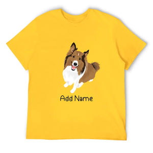 Personalized Collie / Sheltie Dad Cotton T Shirt-Apparel-Apparel, Dog Dad Gifts, Personalized, Rough Collie, Shetland Sheepdog, Shirt, T Shirt-Men's Cotton T Shirt-Yellow-Medium-13