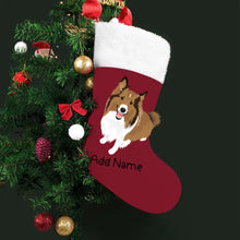 Load image into Gallery viewer, Personalized Collie / Sheltie Large Christmas Stocking-Christmas Ornament-Christmas, Home Decor, Personalized, Rough Collie, Shetland Sheepdog-Large Christmas Stocking-Christmas Red-One Size-2
