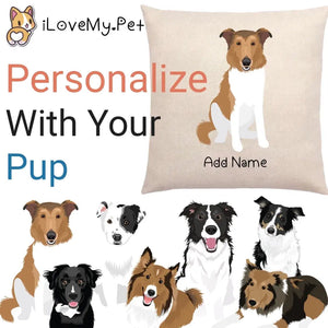Personalized Collie / Sheltie Linen Pillowcase-Home Decor-Dog Dad Gifts, Dog Mom Gifts, Home Decor, Personalized, Pillows, Rough Collie, Shetland Sheepdog-Linen Pillow Case-Cotton-Linen-12"x12"-1
