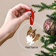 Load image into Gallery viewer, Personalized Collie / Sheltie Love Christmas Tree Ornaments-Christmas Ornament-Christmas, Personalized, Rough Collie, Shetland Sheepdog-Christmas Tree Ornaments-Transparent-3.5&quot; or 8.9 cm-2