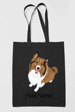 Load image into Gallery viewer, Personalized Collie / Sheltie Love Zippered Tote Bag-Accessories-Accessories, Bags, Dog Mom Gifts, Personalized, Rough Collie, Shetland Sheepdog-Zippered Tote Bag-Black-Classic-19