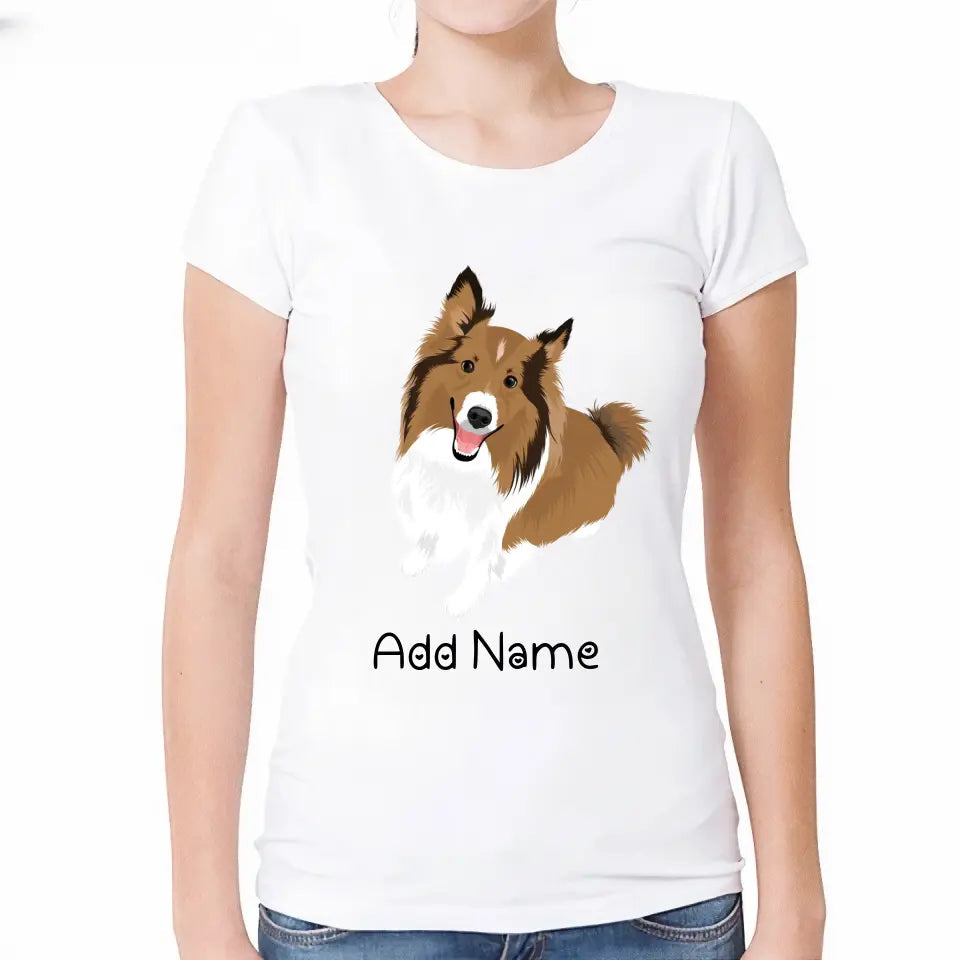 Personalized Collie / Sheltie Mom T Shirt for Women-Customizer-Apparel, Dog Mom Gifts, Personalized, Rough Collie, Shetland Sheepdog, Shirt, T Shirt-Modal T-Shirts-White-Small-2