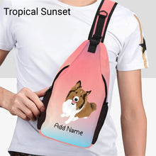 Load image into Gallery viewer, Personalized Collie / Sheltie Unisex Sling Bag Backpack-Accessories-Rough Collie, Shetland Sheepdog-Unisex Sling Bag Backpack-Tropical Sunset-One Size-19