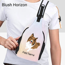 Load image into Gallery viewer, Personalized Collie / Sheltie Unisex Sling Bag Backpack-Accessories-Rough Collie, Shetland Sheepdog-Unisex Sling Bag Backpack-Blush Horizon-One Size-20