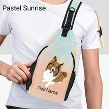 Load image into Gallery viewer, Personalized Collie / Sheltie Unisex Sling Bag Backpack-Accessories-Rough Collie, Shetland Sheepdog-Unisex Sling Bag Backpack-Pastel Sunrise-One Size-21