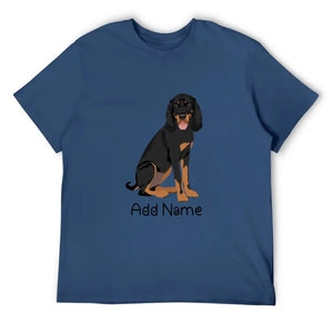 Personalized Coonhound Dad Cotton T Shirt-Apparel-Apparel, Coonhound, Dog Dad Gifts, Personalized, Shirt, T Shirt-Men's Cotton T Shirt-Navy Blue-Medium-12