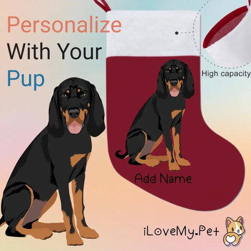 Personalized Coonhound Large Christmas Stocking-Christmas Ornament-Christmas, Coonhound, Home Decor, Personalized-Large Christmas Stocking-Christmas Red-One Size-1