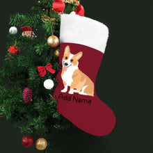 Load image into Gallery viewer, Personalized Corgi Large Christmas Stocking-Christmas Ornament-Christmas, Corgi, Home Decor, Personalized-Large Christmas Stocking-Christmas Red-One Size-2