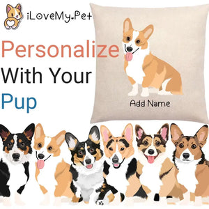 Personalized Corgi Linen Pillowcase-Home Decor-Corgi, Dog Dad Gifts, Dog Mom Gifts, Home Decor, Personalized, Pillows-Linen Pillow Case-Cotton-Linen-12"x12"-1