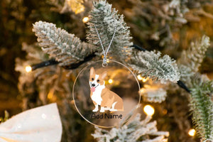 Personalized Corgi Love Christmas Tree Ornaments-Christmas Ornament-Christmas, Corgi, Personalized-Christmas Tree Ornaments-Transparent-3.5" or 8.9 cm-3