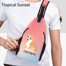 Load image into Gallery viewer, Personalized Corgi Love Unisex Sling Bag Backpack-Accessories-Corgi-Unisex Sling Bag Backpack-Tropical Sunset-One Size-20