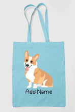 Load image into Gallery viewer, Personalized Corgi Love Zippered Tote Bag-Accessories-Accessories, Bags, Corgi, Dog Mom Gifts, Personalized-Zippered Tote Bag-Sky Blue-Classic-13