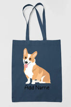 Load image into Gallery viewer, Personalized Corgi Love Zippered Tote Bag-Accessories-Accessories, Bags, Corgi, Dog Mom Gifts, Personalized-Zippered Tote Bag-Navy Blue-Classic-14