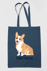 Personalized Corgi Love Zippered Tote Bag-Accessories-Accessories, Bags, Corgi, Dog Mom Gifts, Personalized-Zippered Tote Bag-Navy Blue-Classic-14