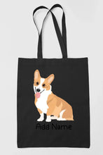 Load image into Gallery viewer, Personalized Corgi Love Zippered Tote Bag-Accessories-Accessories, Bags, Corgi, Dog Mom Gifts, Personalized-Zippered Tote Bag-Black-Classic-19