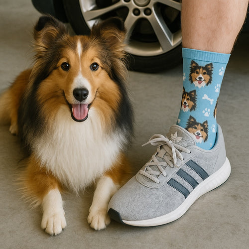 Personalized Custom Collie / Sheltie Socks-Accessories-Accessories,Dog Dad Gifts,Dog Mom Gifts,Rough Collie,Shetland Sheepdog,Socks,Upload Photo-1