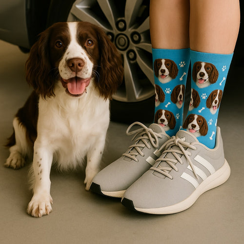 Personalized Custom English Springer Spaniel Socks-Accessories-Accessories,Dog Dad Gifts,Dog Mom Gifts,English Springer Spaniel,Socks,Upload Photo-1