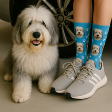 Load image into Gallery viewer, Personalized Custom Old English Sheepdog Socks-Accessories-Accessories,Dog Dad Gifts,Dog Mom Gifts,Old English Sheepdog,Socks,Upload Photo-1