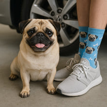 Load image into Gallery viewer, Personalized Custom Pug Socks-Accessories-Accessories,Dog Dad Gifts,Dog Mom Gifts,Pug,Pug - Black,Socks,Upload Photo-35
