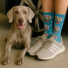 Load image into Gallery viewer, Personalized Custom Weimaraner Socks-Accessories-Accessories,Dog Dad Gifts,Dog Mom Gifts,Socks,Upload Photo,Weimaraner-1