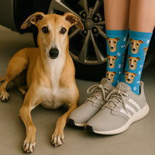 Load image into Gallery viewer, Personalized Custom Whippet / Greyhound Socks-Accessories-Accessories,Dog Dad Gifts,Dog Mom Gifts,Greyhound,Socks,Upload Photo,Whippet-35