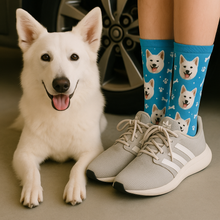 Load image into Gallery viewer, Personalized Custom White Swiss Shepherd Socks-Accessories-Accessories,Dog Dad Gifts,Dog Mom Gifts,Socks,Upload Photo,White Swiss Shepherd-1