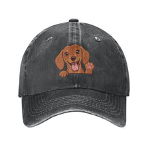 Load image into Gallery viewer, Personalized Dachshund Baseball Cap - Waving Dachshund Design - Match Your Dog's Coat Color-Hats &amp; Caps-Accessories,Baseball Caps,Dachshund,Dog Dad Gifts,Dog Mom Gifts-Black-One Size-3