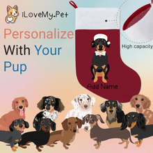 Load image into Gallery viewer, Personalized Dachshund Large Christmas Stocking-Christmas Ornament-Christmas, Dachshund, Home Decor, Personalized-Large Christmas Stocking-Christmas Red-One Size-1