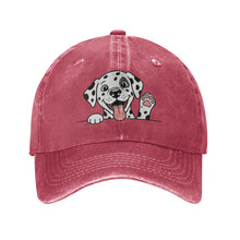 Load image into Gallery viewer, Personalized Dalmatian Baseball Cap - Waving Dalmatian Design - Match Your Dog's Coat Color-Hats &amp; Caps-Accessories,Baseball Caps,Dalmatian,Dog Dad Gifts,Dog Mom Gifts-Red-One Size-1