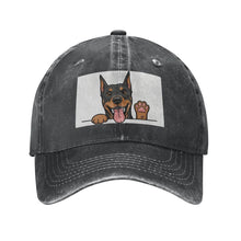 Load image into Gallery viewer, Personalized Doberman Baseball Cap - Waving Doberman Design - Match Your Dog's Coat Color-Hats &amp; Caps-Black-Black-One Size-2