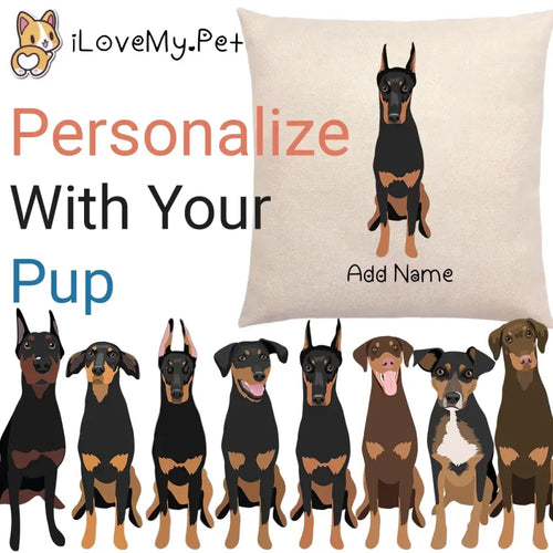 Personalized Doberman Linen Pillowcase-Linen Pillow Case-Cotton-Linen-16