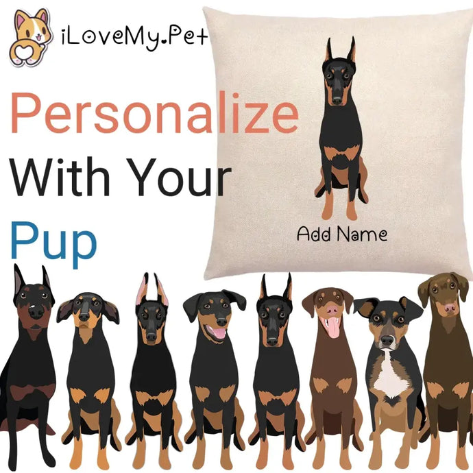 Personalized Doberman Linen Pillowcase-Linen Pillow Case-Cotton-Linen-16