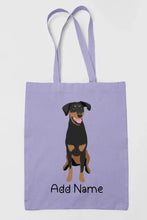 Load image into Gallery viewer, Personalized Doberman Love Zippered Tote Bag-Accessories-Accessories, Bags, Doberman, Dog Mom Gifts, Personalized-Zippered Tote Bag-Pastel Purple-Classic-2