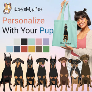 Personalized Doberman Love Zippered Tote Bag-Accessories-Accessories, Bags, Doberman, Dog Mom Gifts, Personalized-1