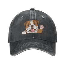 Load image into Gallery viewer, Personalized English Bulldog Baseball Cap - Waving English Bulldog Design - Match Your Dog's Coat Color-Hats &amp; Caps-Accessories,Baseball Caps,Dog Dad Gifts,Dog Mom Gifts,English Bulldog-Black-One Size-1