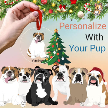 Personalized English Bulldog Dog Love Christmas Tree Ornaments 360x
