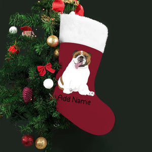 Personalized English Bulldog Large Christmas Stocking-Christmas Ornament-Christmas, English Bulldog, Home Decor, Personalized-Large Christmas Stocking-Christmas Red-One Size-2