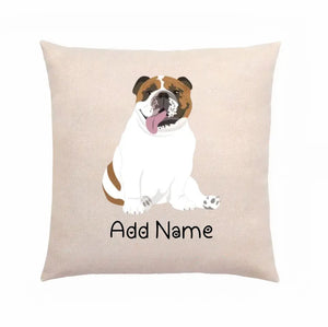 Personalized English Bulldog Linen Pillowcase-Home Decor-Dog Dad Gifts, Dog Mom Gifts, English Bulldog, Home Decor, Personalized, Pillows-Linen Pillow Case-Cotton-Linen-12"x12"-2