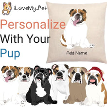 Load image into Gallery viewer, Personalized English Bulldog Linen Pillowcase-Linen Pillow Case-Cotton-Linen-16"x16"