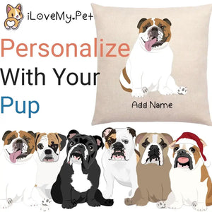 Personalized English Bulldog Linen Pillowcase-Home Decor-Dog Dad Gifts, Dog Mom Gifts, English Bulldog, Home Decor, Personalized, Pillows-1