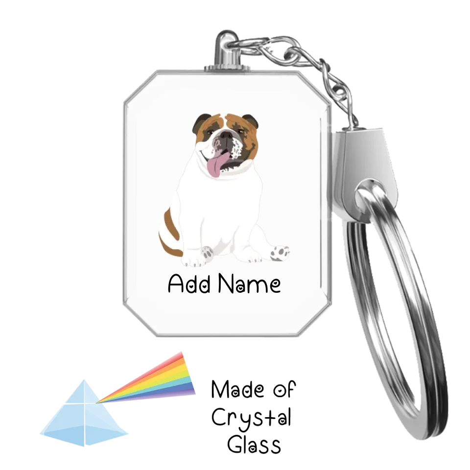 Personalized English Bulldog Love Crystal Glass Keychain-Accessories-English Bulldog-Crystal Keychain-Glass Crystal-One Size-2