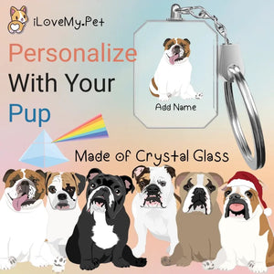 English bulldog crystal-keychain-multi