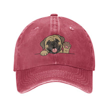 Load image into Gallery viewer, Personalized English Mastiff Baseball Cap - Waving English Mastiff Design - Match Your Dog's Coat Color-Hats &amp; Caps-Accessories,Baseball Caps,Dog Dad Gifts,Dog Mom Gifts,English Mastiff-Red-One Size-3