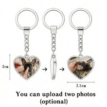 Load image into Gallery viewer, Personalized French Bulldog Keychain – Heart Shaped – Double-Sided Glass-Key Chain-Accessories,Keychain,Upload Photo-2