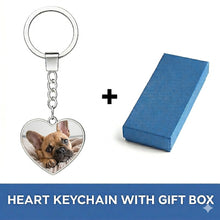 Load image into Gallery viewer, Personalized French Bulldog Keychain – Heart Shaped – Double-Sided Glass-Key Chain-Accessories,Keychain,Upload Photo-3